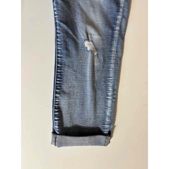 Rock & Republic Jeans Womens 10 Blue Denim Faded Distressed Straight Leg Cuffed - Picture 9 of 11